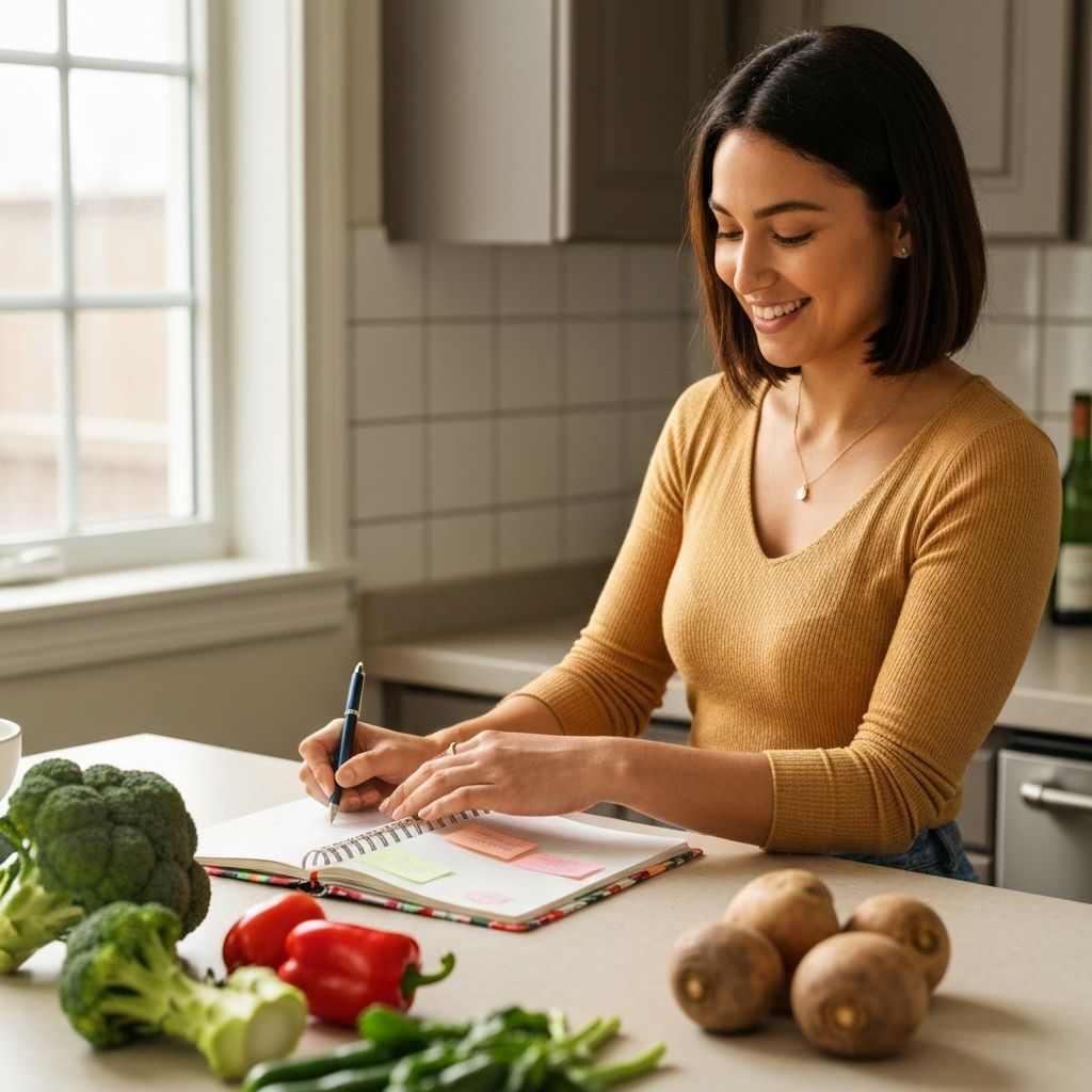 Person planning meals with healthy ingredients
